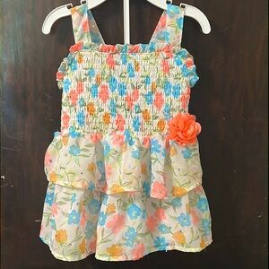 Tierd Floral Toddler Dress (sparkle, flower, bow accents)